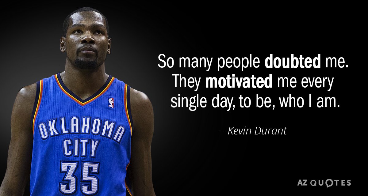 Kevin Durant quote: So many people doubted me. They motivated me every single day, to be...