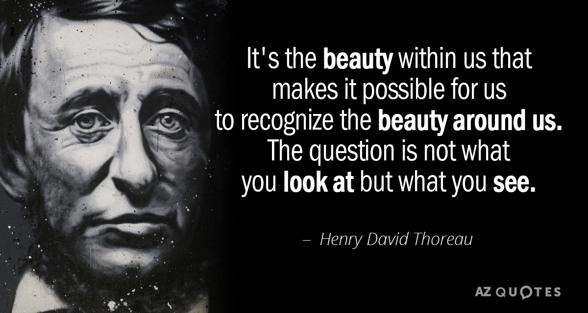 Henry David Thoreau quote: It's the beauty within us that makes it possible for us to...