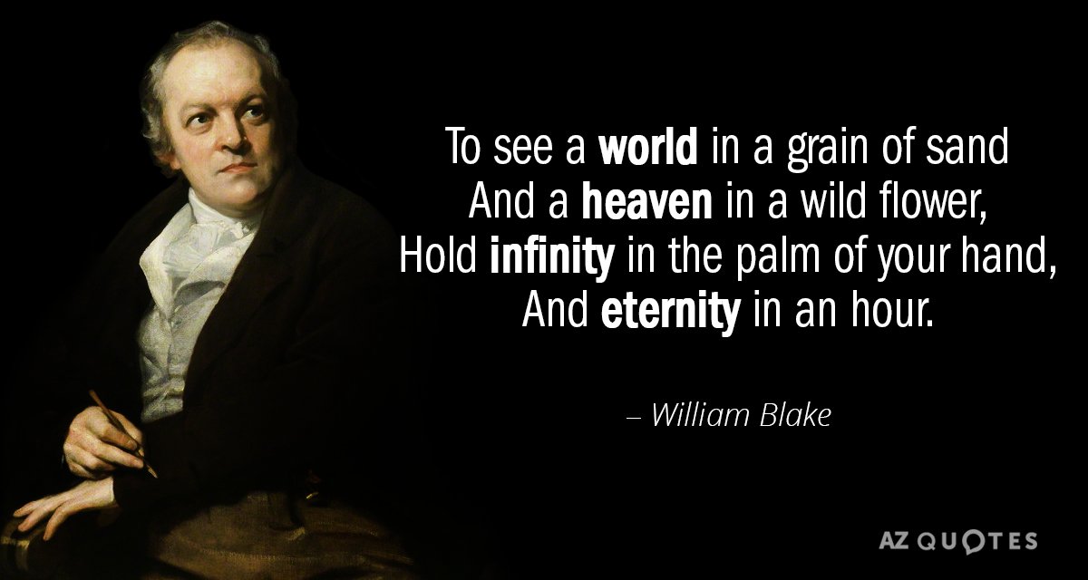 William Blake quote: To see a world in a grain of sand
And a heaven in a...