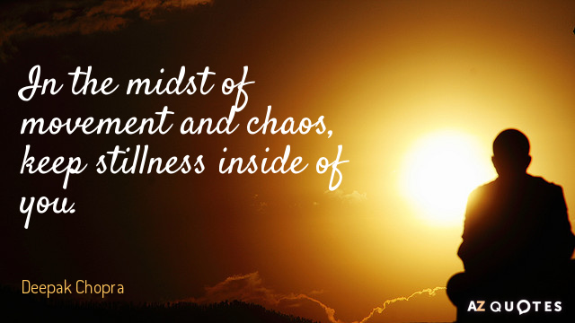 Deepak Chopra quote: In the midst of movement and chaos, keep stillness inside of you.