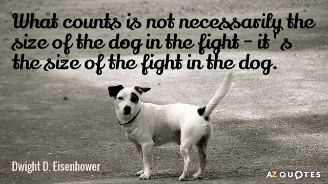 Dwight D. Eisenhower quote: What counts is not necessarily the size of the dog in the...