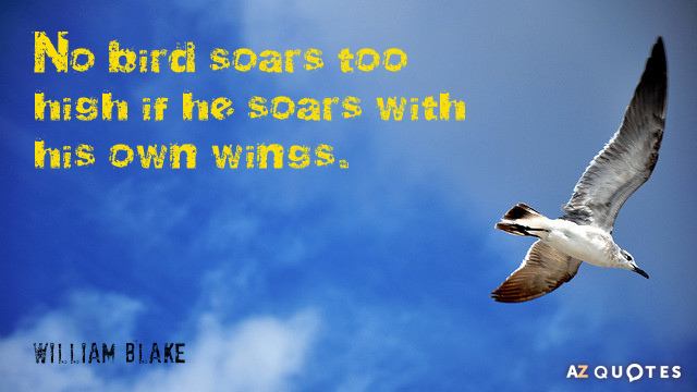 William Blake quote: No bird soars too high if he soars with his own wings.
