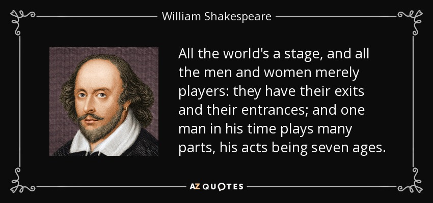 William Shakespeare quote: All the world's a stage, and all the men and...