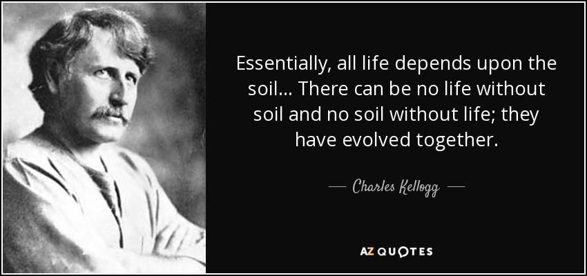 Charles Kellogg quote: Essentially, all life depends upon the soil ...