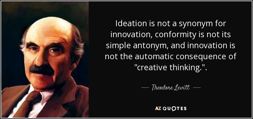 Theodore Levitt quote: Ideation is not a synonym for ...