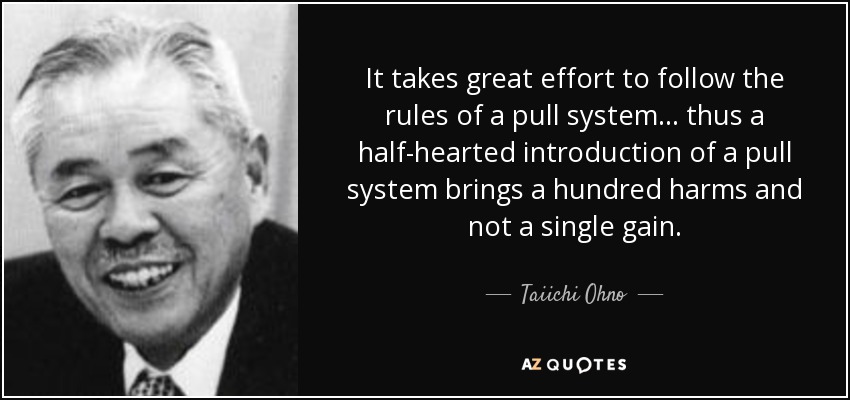 It takes great effort to follow the rules of a pull system ... thus - quote-it-takes-great-effort-to-follow-the-rules-of-a-pull-system-thus-a-half-hearted-introduction-taiichi-ohno-90-53-32