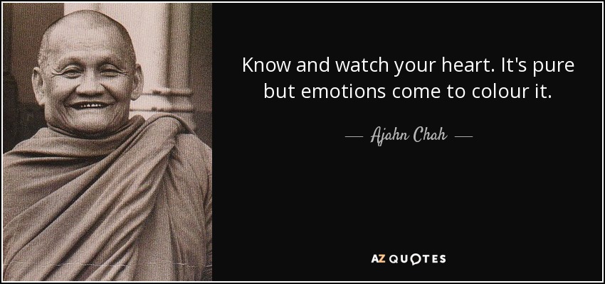 Know and watch your heart. It's pure but emotions come to colour it. - Ajahn Chah