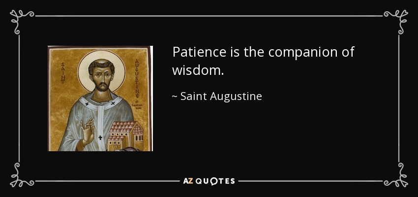 Patience is the companion of wisdom. - Saint Augustine