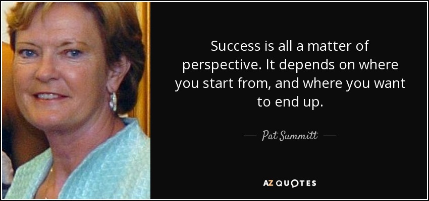 Pat Summitt quote: Success is all a matter of perspective. It depends on...