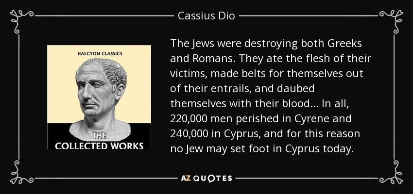 Image result for dio cassius on jews