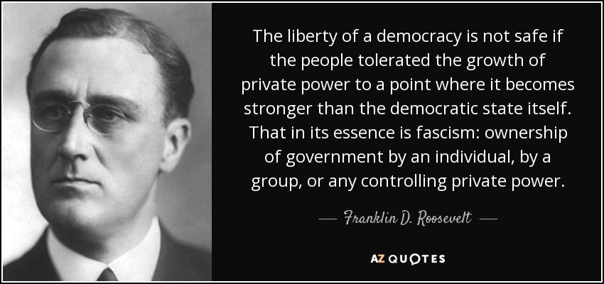 Franklin D. Roosevelt quote: The liberty of a democracy is not safe if