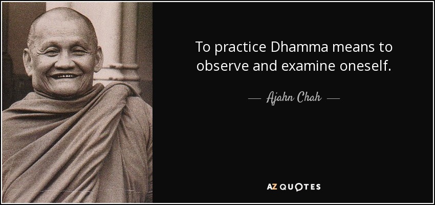 To practice Dhamma means to observe and examine oneself. - Ajahn Chah