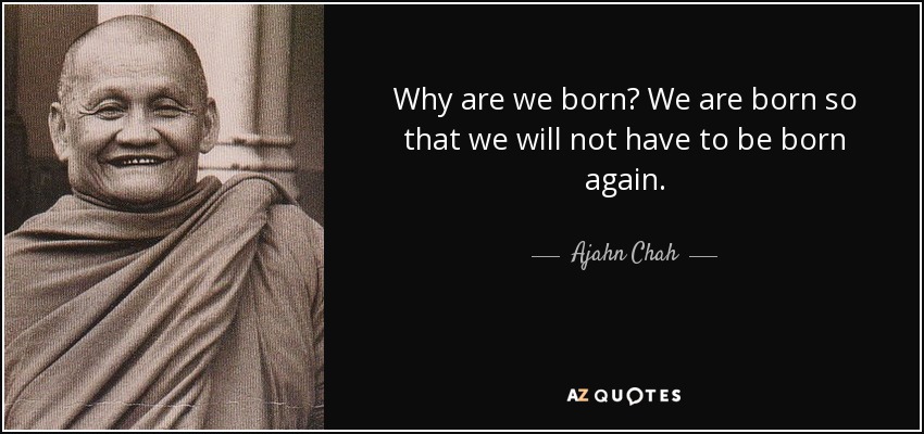 Why are we born? We are born so that we will not have to be born again. - Ajahn Chah