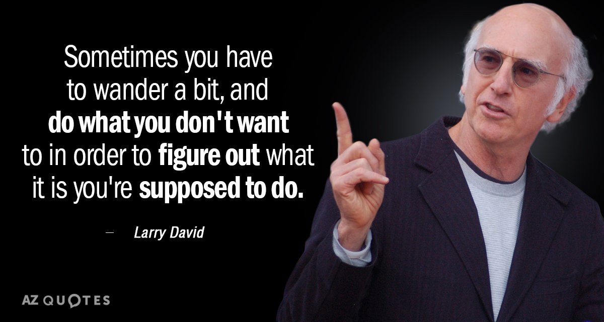 Larry David quote: Sometimes you have to wander a bit, and do what you don't want...