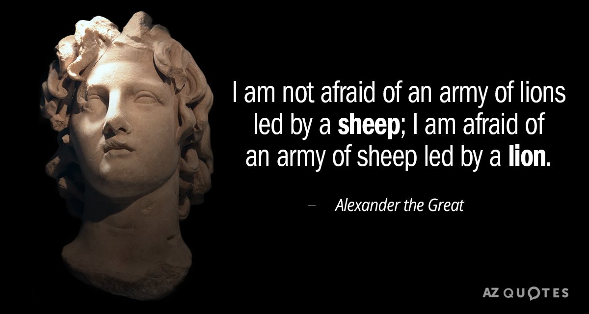 Alexander the Great quote: I am not afraid of an army of lions led by a...