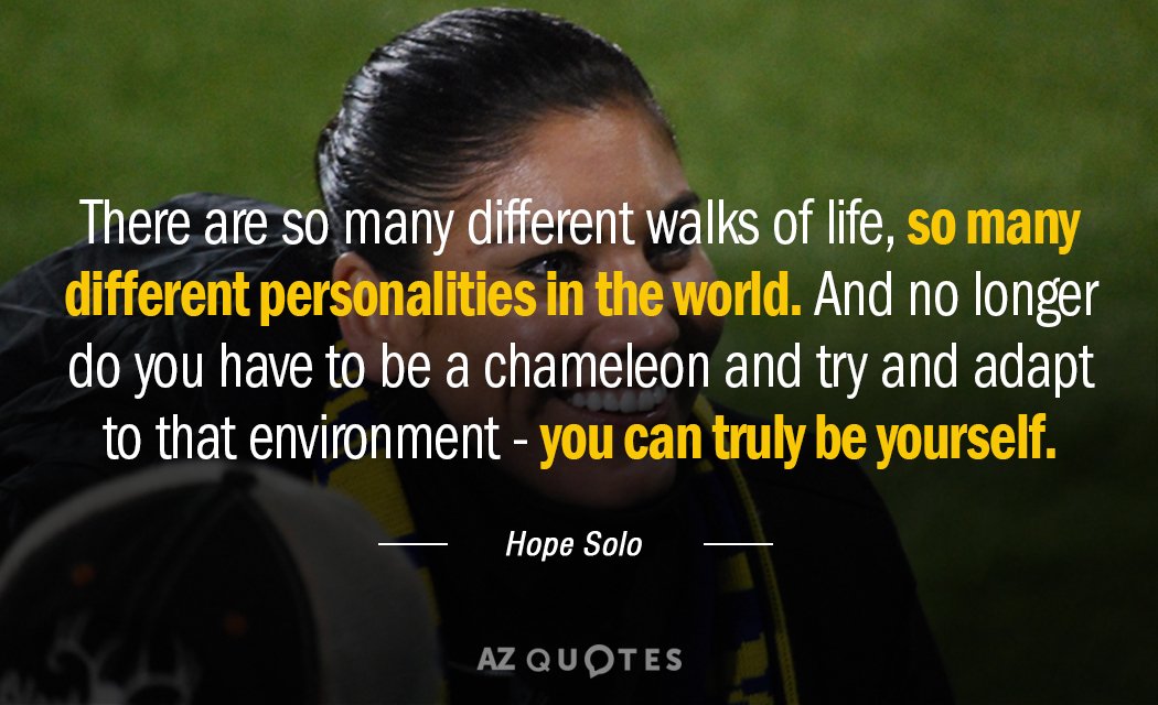 Hope Solo quote: There are so many different walks of life, so many different personalities in...