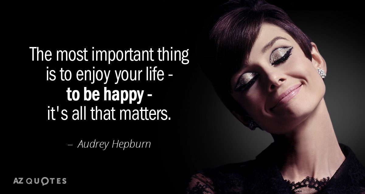 Audrey Hepburn quote: The most important thing is to enjoy your life - to be happy...