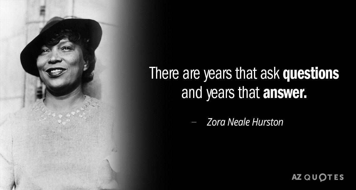 Zora Neale Hurston quote: There are years that ask questions and years that answer.