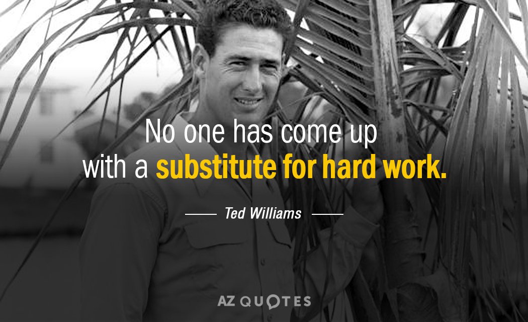 Ted Williams quote: No one has come up with a substitute for hard work.