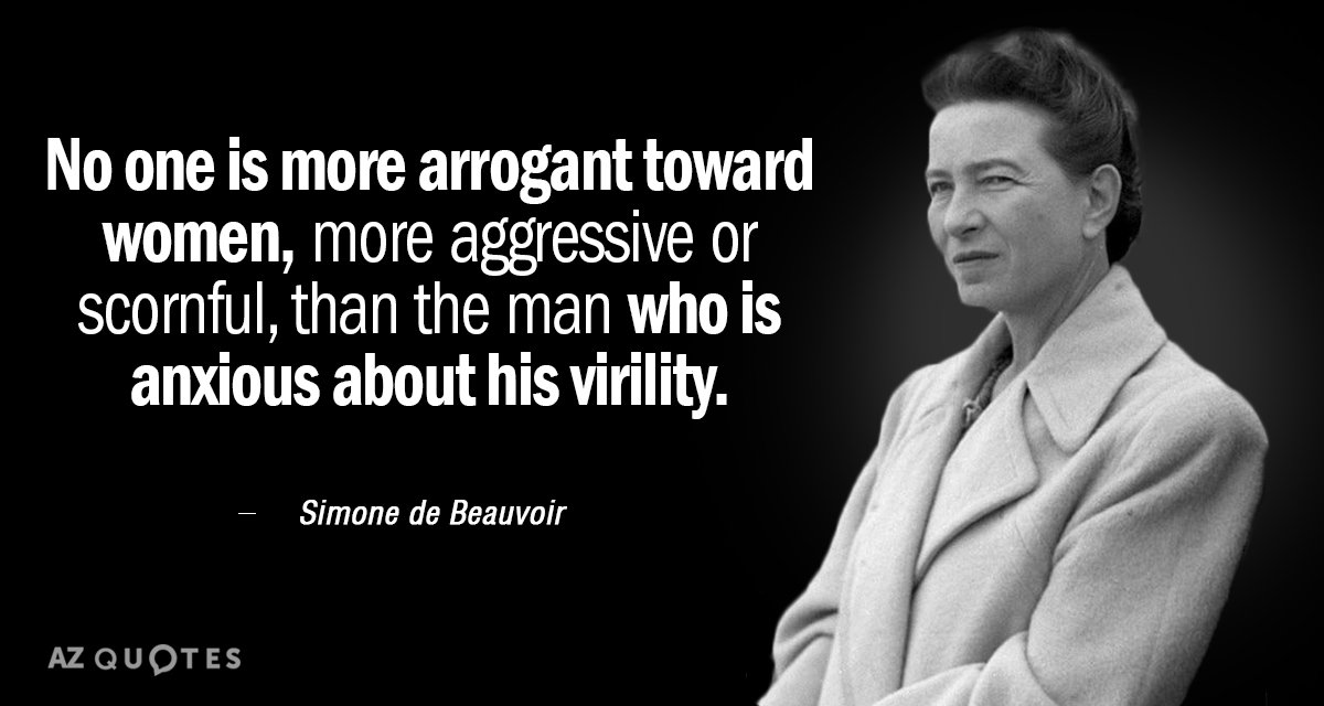 Simone de Beauvoir quote: No one is more arrogant toward women, more aggressive or scornful, than...
