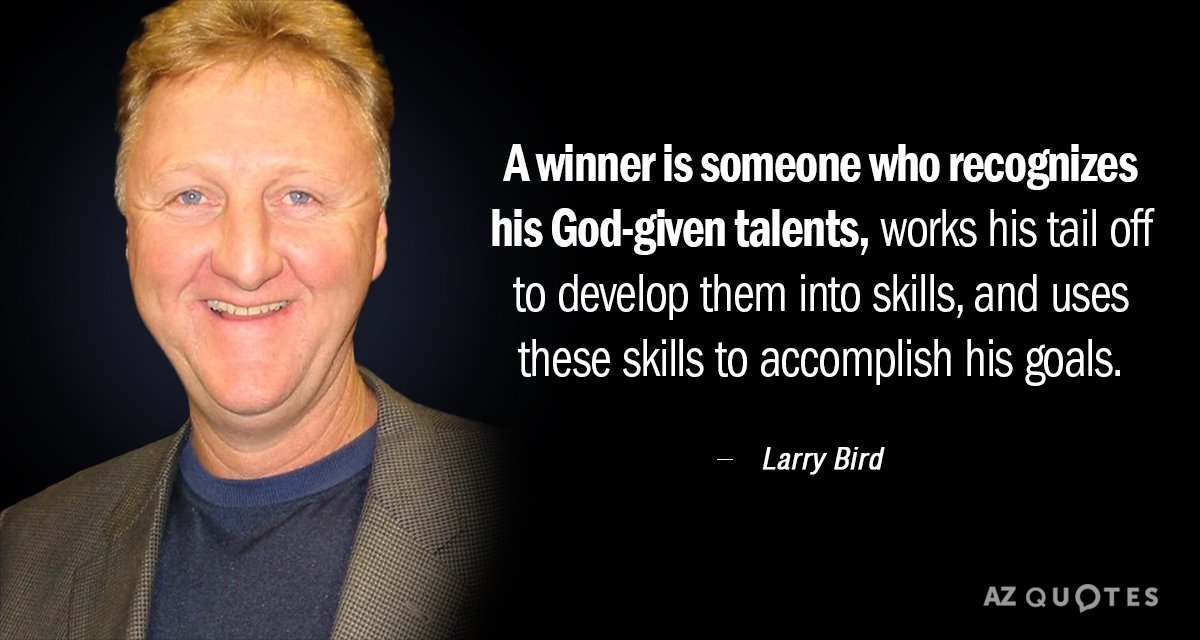 Larry Bird quote: A winner is someone who recognizes his God-given talents, works his tail off...