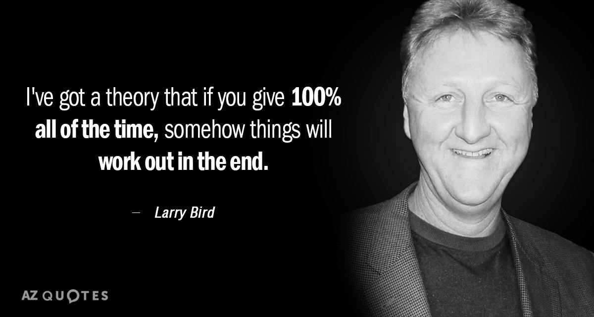 Larry Bird quote: I've got a theory that if you give 100% all of the time...