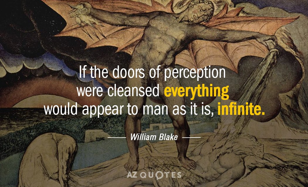 William Blake quote: If the doors of perception were cleansed everything would appear to man as...