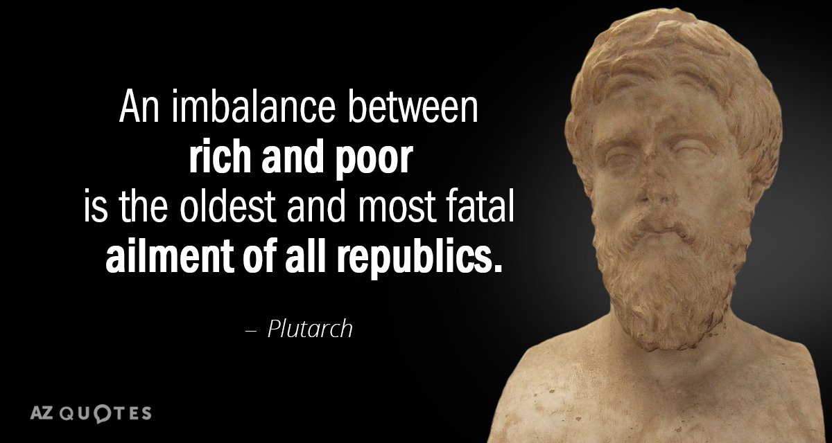 Plutarch quote: An imbalance between rich and poor is the oldest and most fatal ailment of...