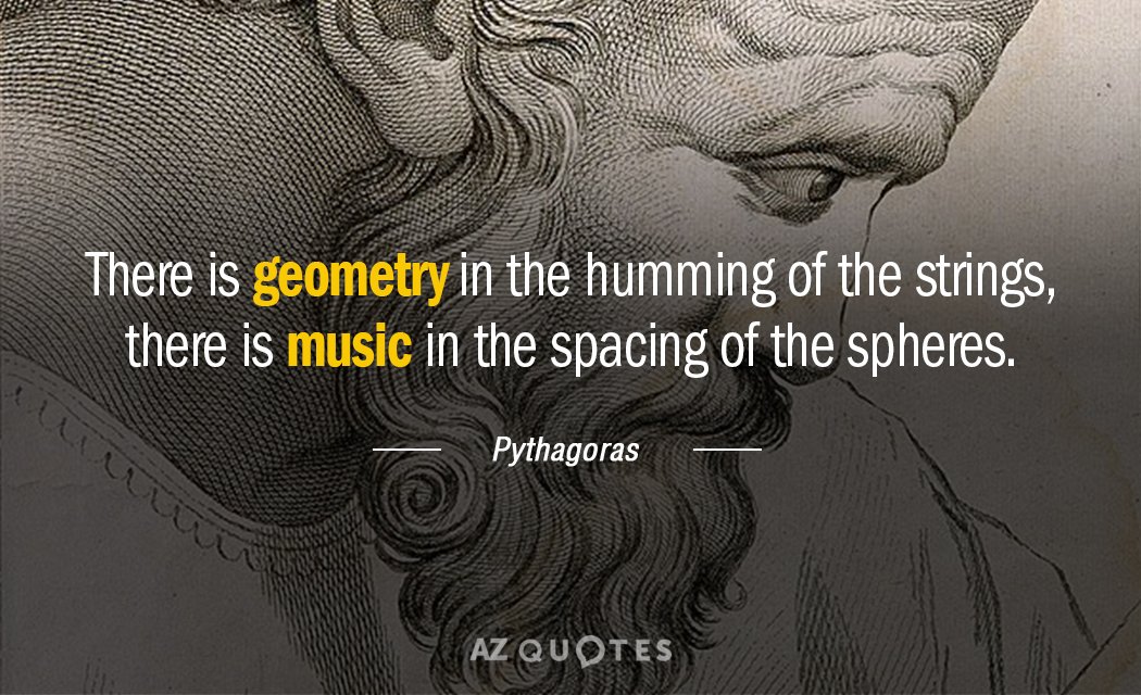 Pythagoras quote: There is geometry in the humming of the strings, there is music in the...