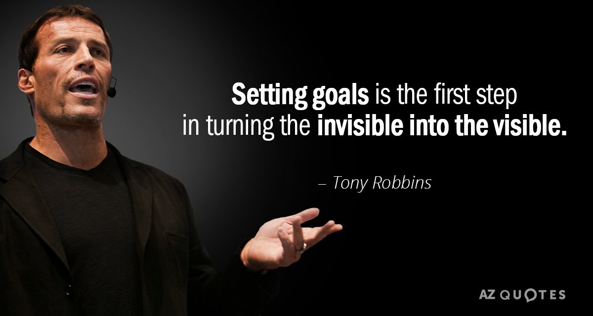 Tony Robbins quote: Setting goals is the first step in 