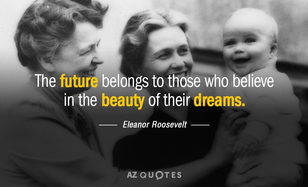 Eleanor Roosevelt quote: The future belongs to those who believe in the beauty of their dreams.