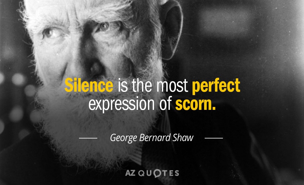 George Bernard Shaw quote: Silence is the most perfect expression of scorn.