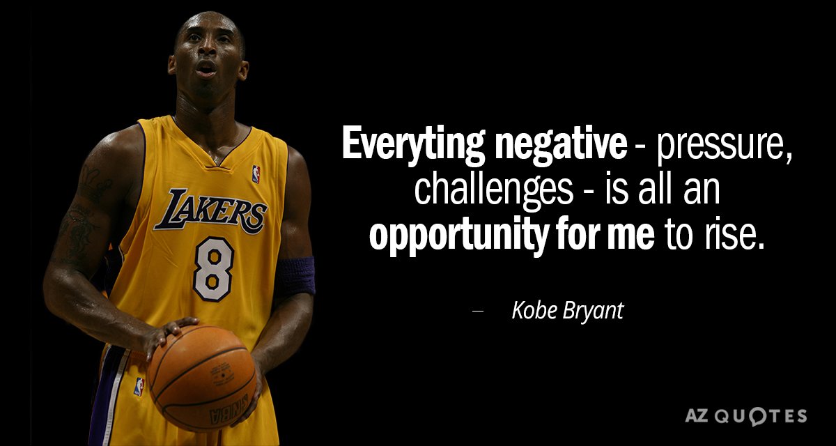 Kobe Bryant quote: Everyting negative - pressure, challenges - is all an opportunity for me to...