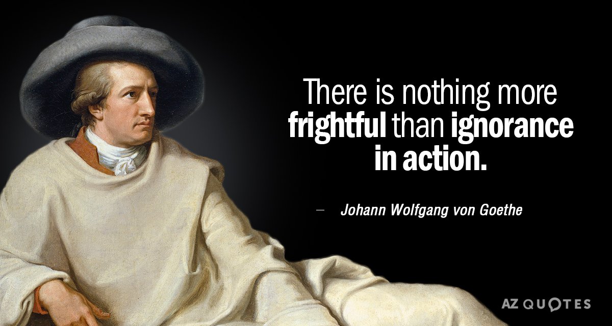 Johann Wolfgang von Goethe quote: There is nothing more frightful than ignorance in action.