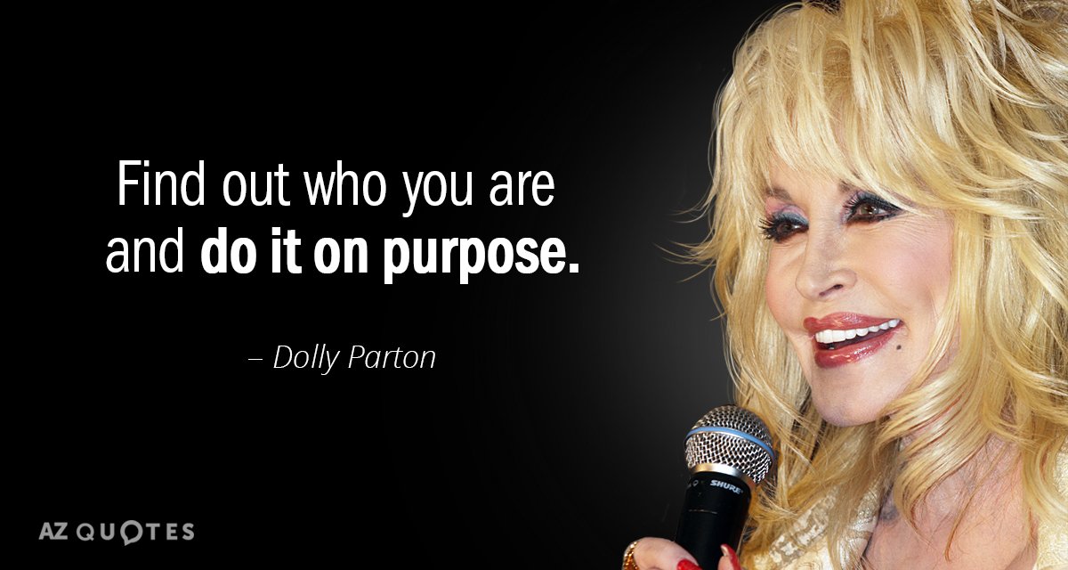 Dolly Parton quote: Find out who you are and do it on purpose.
