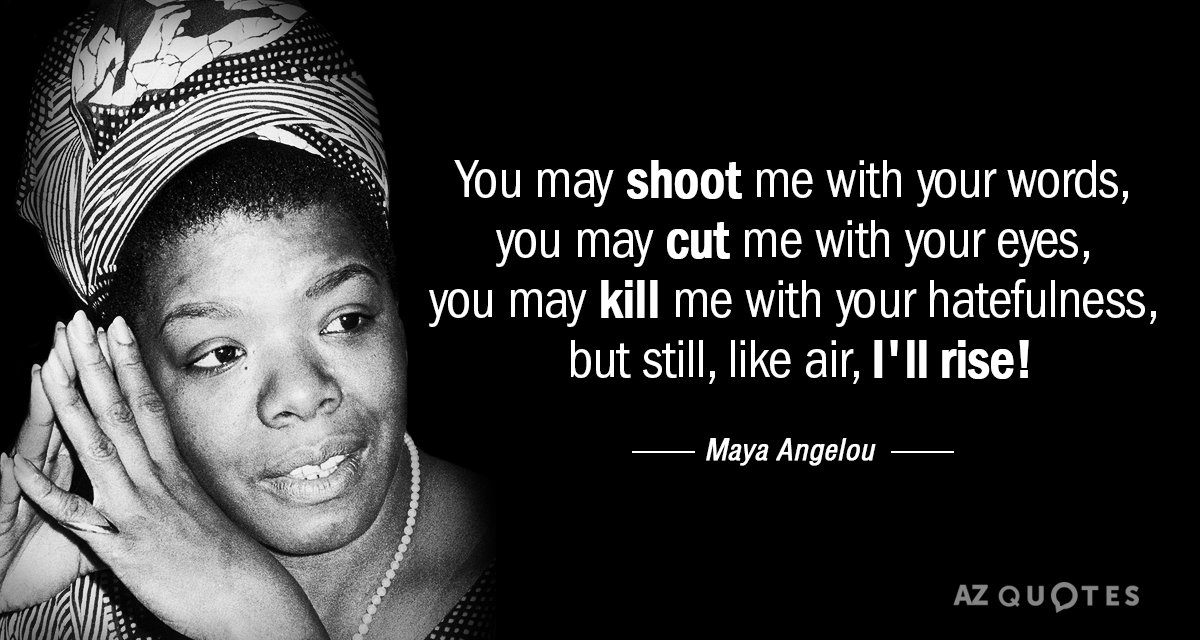 Maya Angelou quote: You may shoot me with your words, you may cut me with your...