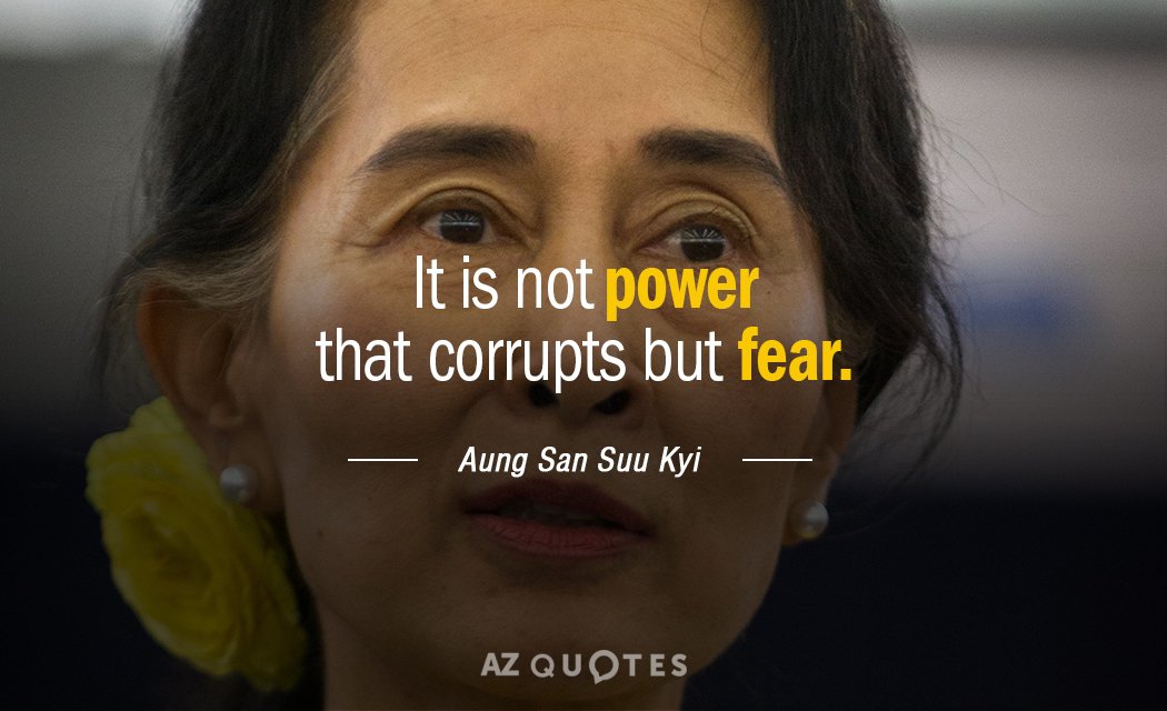 Aung San Suu Kyi quote: It is not power that corrupts but fear.