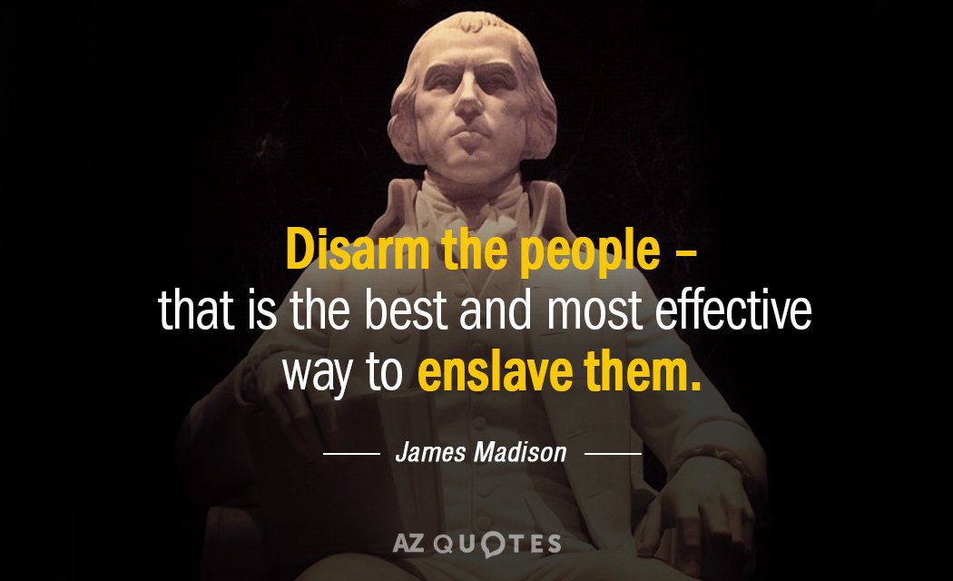James Madison quote: Disarm the people- that is the best and most effective way to enslave...