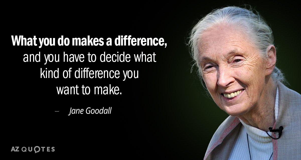 Jane Goodall quote: What you do makes a difference, and you have to decide what kind...