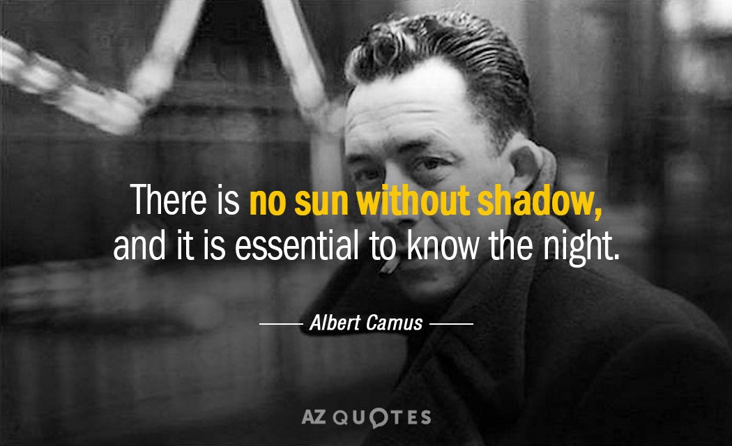 Albert Camus quote: There is no sun without shadow, and it is essential to know the...