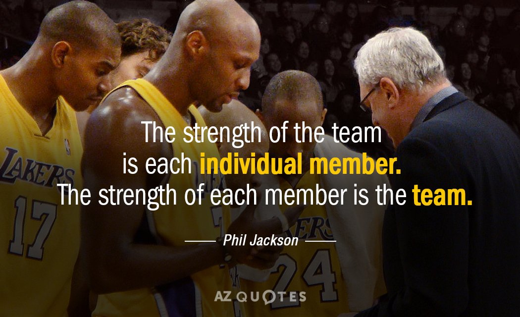 Phil Jackson quote: The strength of the team is each individual member. The strength of each...