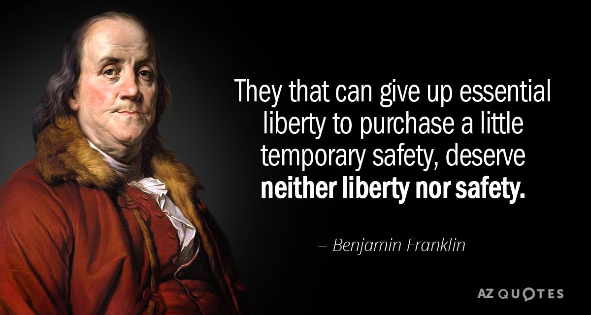 Benjamin Franklin quote: They that can give up essential liberty to purchase a little temporary safety...