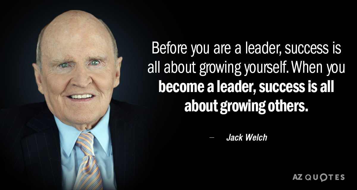 Jack Welch quote: Before you are a leader, success is all about growing yourself. When you...