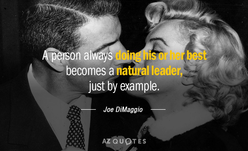 Joe DiMaggio quote: A person always doing his or her best becomes a natural leader, just...