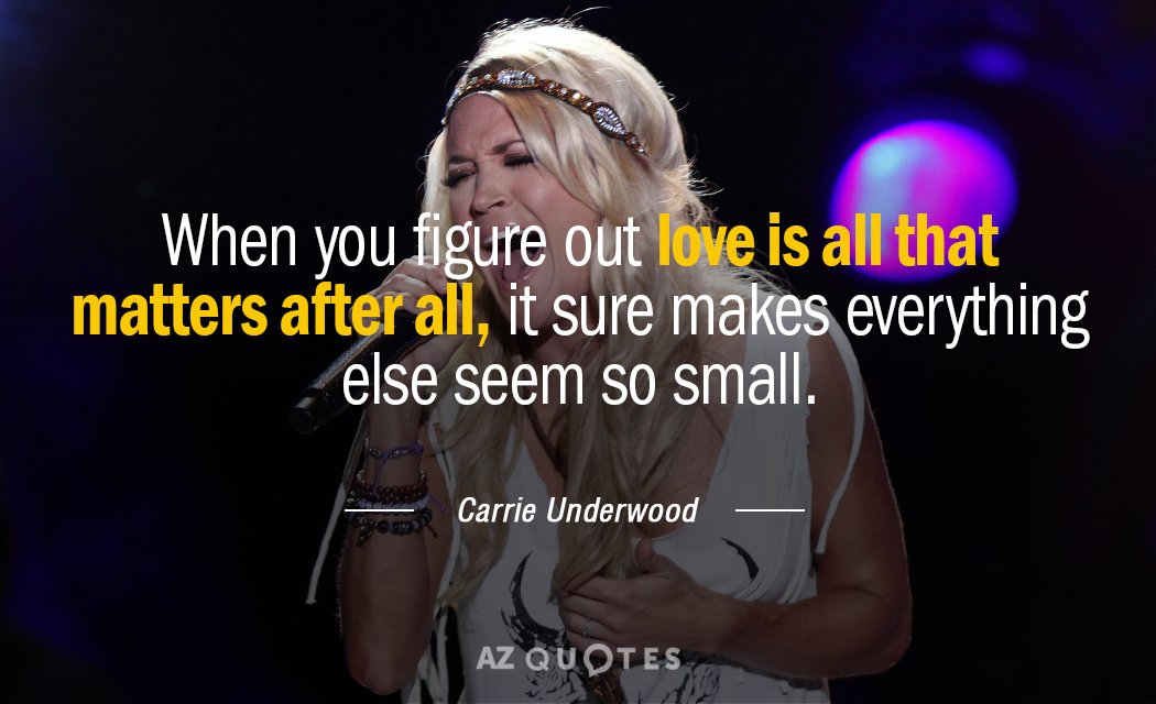 Carrie Underwood quote: When you figure out love is all that matters after all, it sure...