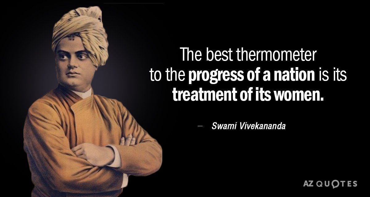 Swami Vivekananda quote: The best thermometer to the progress of a nation is its treatment of...