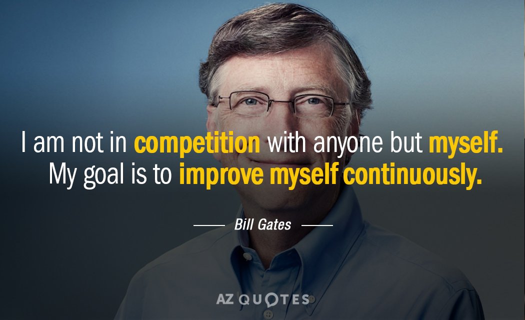 Bill Gates quote: I am not in competition with anyone but myself. My goal is to...
