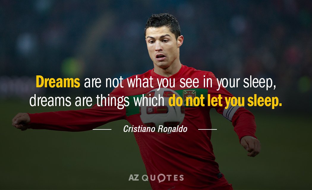 Cristiano Ronaldo quote: Dreams are not what you see in your sleep, dreams are things which...