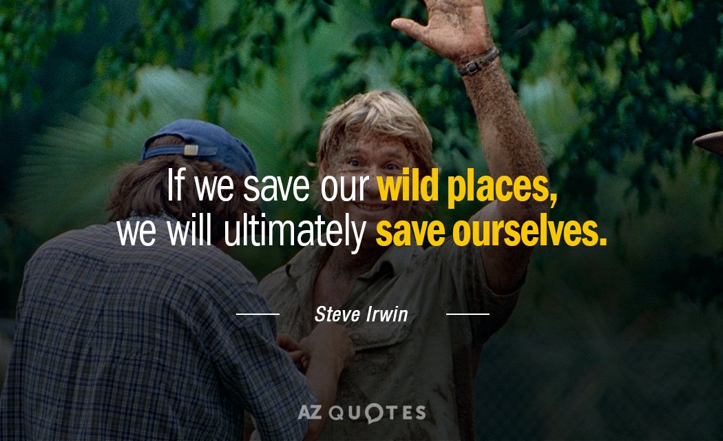 Steve Irwin quote: If we save our wild places, we will ultimately save ourselves.