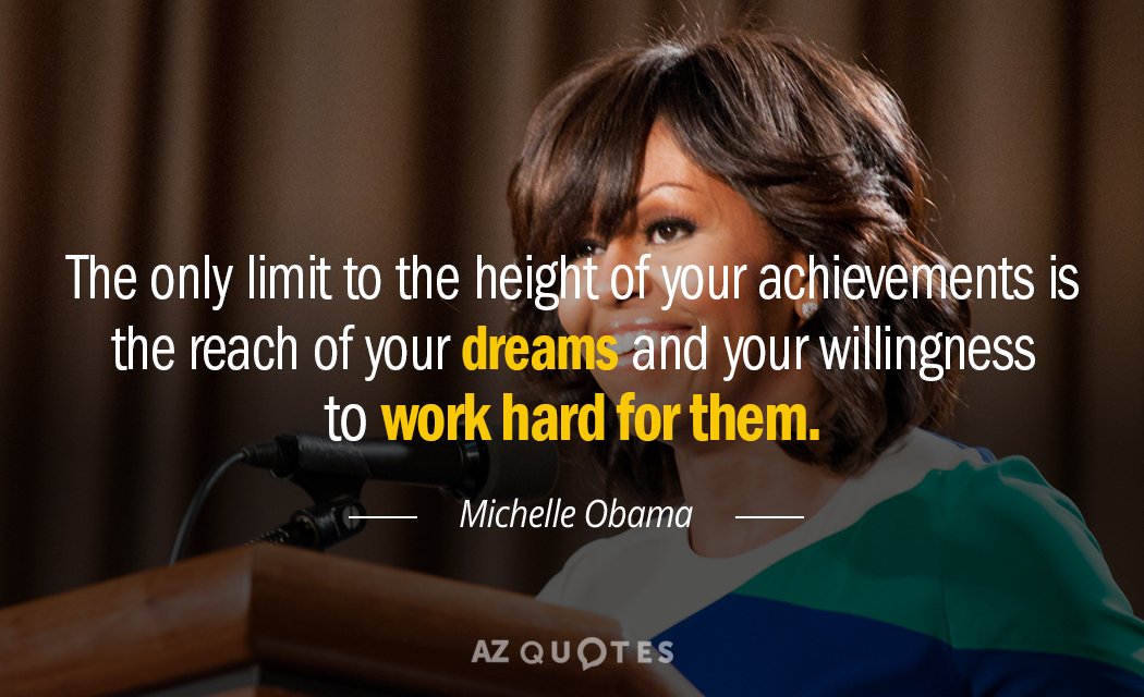 Michelle Obama quote: The only limit to the height of your achievements is the reach of...